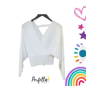 Suéter cruzado tejido corto Blanco