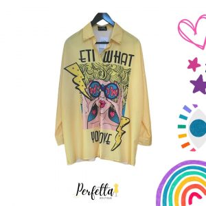 Camisa larga chica de lentes Oversize Amarillo