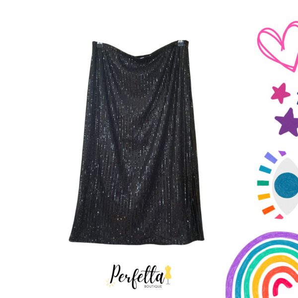 Falda midi lentejuela Negra